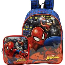 Kit Mochila de Costa Grande+Lancheira Homem Aranha X2 Xeryus