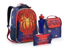 Kit Mochila De Costa Infantil Aranha Spider Escolar Masculina Com Estojo Lancheira Garrafinha e Chaveiro Kit Mochila De Costa Infantil Aranha Spider Escolar Masculina Com Estojo Lancheira Garrafinha e Chaveiro
