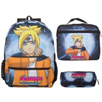 Kit Mochila de Costa Menino Desenho Boruto c Estojo Kit Mochila de Costa Menino Desenho Boruto c Estojo