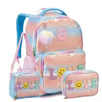 Kit Mochila de Costas 17" Love Lancheira Térmica Estojo Box Kit Mochila de Costas 17" Love Lancheira Térmica Estojo Box