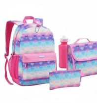 Kit Mochila De Costas 5 Peças Escolar Estampada - Kit Mochila De Costas 5 Peças Escolar Estampada -