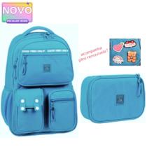 Kit Mochila De Costas Acompanha Pins Removíveis Escolar Juvenil 18,5” Com Estojo Kit Mochila De Costas Acompanha Pins Removíveis Escolar Juvenil 18,5” Com Estojo