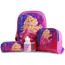 Kit Mochila de Costas Barbie Sereia Tam G