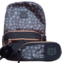 Kit Mochila de Costas c/ Estojo Preto Oncinha Uatt Clio Kit Mochila de Costas c/ Estojo Preto Oncinha Uatt Clio