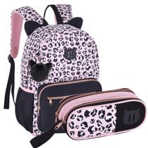 Kit Mochila de Costas c/ Estojo Rosa Oncinha Uatt Clio Kit Mochila de Costas c/ Estojo Rosa Oncinha Uatt Clio