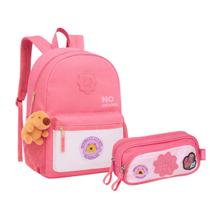 Kit Mochila De Costas Capivara C/ Estojo Duplo De Elástico Love You Self Juvenil Escolar Ideal Para Volta Às Aulas Clio