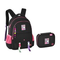 Kit Mochila de Costas Com Bolso Antifurto e Estojo Box Luluca Grande Feminino Soft LU24601 Kit Mochila de Costas Com Bolso Antifurto e Estojo Box Luluca Grande Feminino Soft LU24601