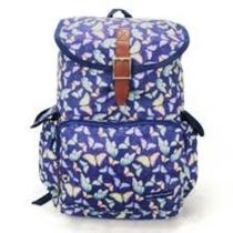 Kit Mochila de Costas Com Bolso Frontal e Estojo Simples Borboletas Ref. 11051 DMW (SKU 13113)