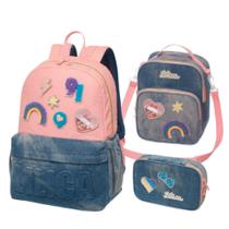 Kit Mochila de Costas com Lancheira e Estojo Lilica Play Patch 2025