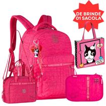 Kit Mochila De Costas Com Lancheira Térmica Estojo E Sacola Eco Bag Reciclável Rebecca Bonbon Escolar Juvenil Clio