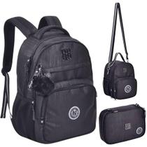 Kit Mochila De Costas Crinkle Brilho Preto Rebecca Bonbon