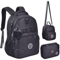 Kit Mochila de Costas Crinkle Brilho Preto REBECCA BONBON Kit Mochila de Costas Crinkle Brilho Preto REBECCA BONBON