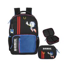 Kit Mochila De Costas e estojo Box Escolar Sonic The Hedgehog