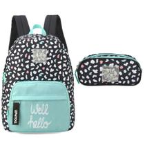 Kit Mochila de Costas e Estojo Duplo Well Hello - Luxcel