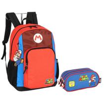 Kit Mochila De Costas E Estojo Vermelho Super Mario Luxcel Kit Mochila De Costas E Estojo Vermelho Super Mario Luxcel