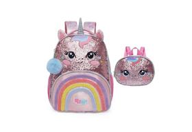 Kit Mochila de Costas e Lancheira Infantil Unicornio Pacific