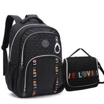 Kit Mochila de Costas e Lancheira Love Matelassê Kika KK24M07-L34 - Volta às Aulas