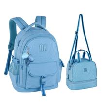 Kit Mochila de Costas e Lancheira Térmica Rebecca Bonbon Escolar Soft com Matelassê Coração e Bolso Antifurto RB24582