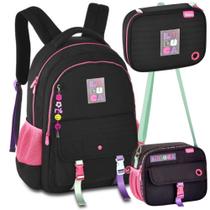 Kit Mochila de Costas em Nylon OFICIAL LULUCA LU24601 Preto Kit Mochila de Costas em Nylon OFICIAL LULUCA LU24601 Preto