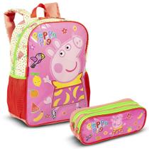 Kit Mochila De Costas Escolar Estojo Peppa Fruits Sestini Kit Mochila De Costas Escolar Estojo Peppa Fruits Sestini