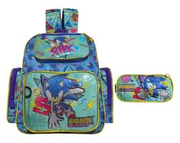 Kit Mochila de Costas Escolar Infantil + Estojo Duplo Chenson Sonic The Hedgehog Kit Mochila de Costas Escolar Infantil + Estojo Duplo Chenson Sonic The Hedgehog