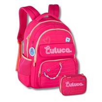 Kit Mochila de Costas Escolar Luluca Com Estojo Box Meninas Lazer Viagem Juvenil Faculdade Trabalho