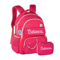 Kit Mochila De Costas Escolar Luluca Com Estojo Box - Rosa Kit Mochila De Costas Escolar Luluca Com Estojo Box - Rosa