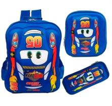 kit mochila de costas escolar menino carro macQueen alto relevo 3D kit mochila de costas escolar menino carro macQueen alto relevo 3D