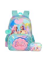 Kit Mochila De Costas+Estojo Box Holográfica Barbie - Verde