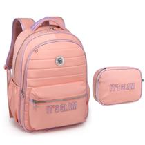 Kit Mochila de Costas + Estojo Box Kika It's Glam Salmão Kit Mochila de Costas + Estojo Box Kika It's Glam Salmão