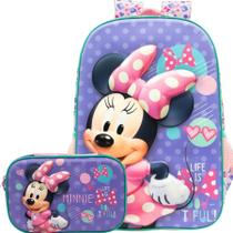 Kit Mochila De Costas + Estojo Escolar 3D Minnie Xeryus