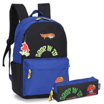 Kit Mochila De Costas + Estojo Escolar Infantil Hot Wheels