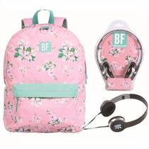 Kit Mochila de Costas + Estojo + Fone de Ouvido Boa Forma Rosa 49152 e 49151 DMW