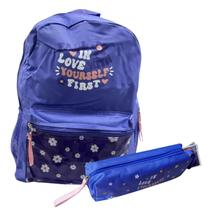 Kit Mochila de Costas Fall In Love Roxo Com Estojo Clio