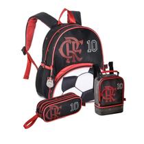 Kit Mochila De Costas Flamengo Com Lancheira Estojo - Preto