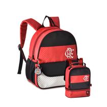 Kit Mochila de Costas Flamengo Lancheira Creche Rubro Negro