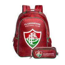 Kit Mochila De Costas Fluminense Infantil Com Estojo Escolar Cor:Grená