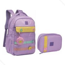 Kit Mochila De Costas Grande Feminino Com Estojo e Chaveiro