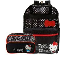 Kit Mochila de Costas Infantil Estojo Escolar Hello Kitty Xeryus Personagem Desenho Fofa Gatinha