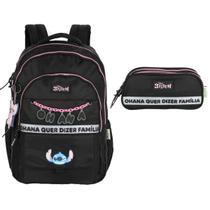 Kit Mochila de Costas Juvenil + Estojo Triplo Stitch 3 Cores Feminina - Kit Mochila de Costas Juvenil + Estojo Triplo Stitch 3 Cores Feminina -