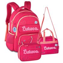 Kit mochila de costas lancheira e estojo Luluca