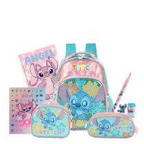 Kit Mochila de Costas Lancheira E Estojo Triplo Stitch Kids