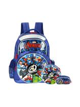 Kit Mochila De Costas+Lancheira+Estojo Avengers - Azul