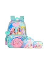 Kit Mochila De Costas+Lancheira+Estojo Barbie Brilho - Verde