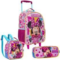 Kit Mochila De Costas Lancheira Estojo Disney Minnie Mouse