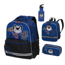Kit Mochila De Costas Lancheira Estojo Garrafa Tigor Varsity