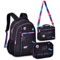 Kit Mochila de Costas Lancheira Estojo RAFA e LUIZ RL24019KT