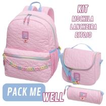 Kit Mochila De Costas Lancheira Estojo Simples Pack Me Well Original