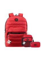 Kit Mochila De Costas+Lancheira+Estojo Vermelho Minnie Mouse