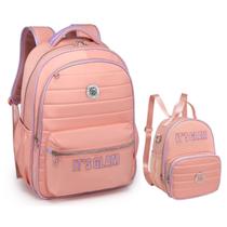 Kit Mochila de Costas + Lancheira Kika It's Glam Salmão Kit Mochila de Costas + Lancheira Kika It's Glam Salmão